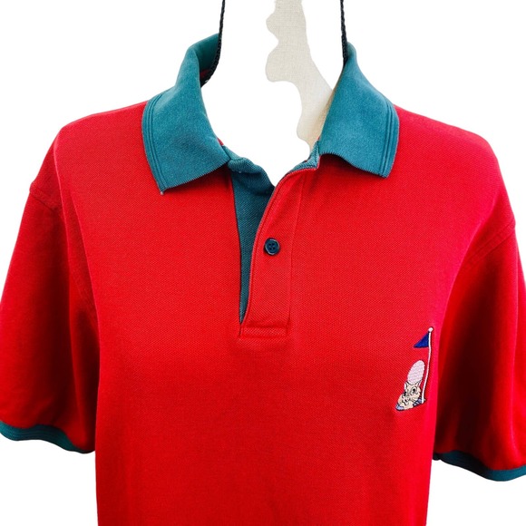 Vintage Sergio Nencini Polo Shirt Mens Medium Red Gopher Caddy Shack Golf Casual - Picture 5 of 10
